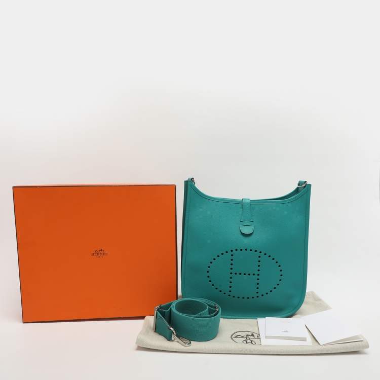 Pre Owned Hermes Evelyne 29 III PM Malachite Epsom Leather Bag