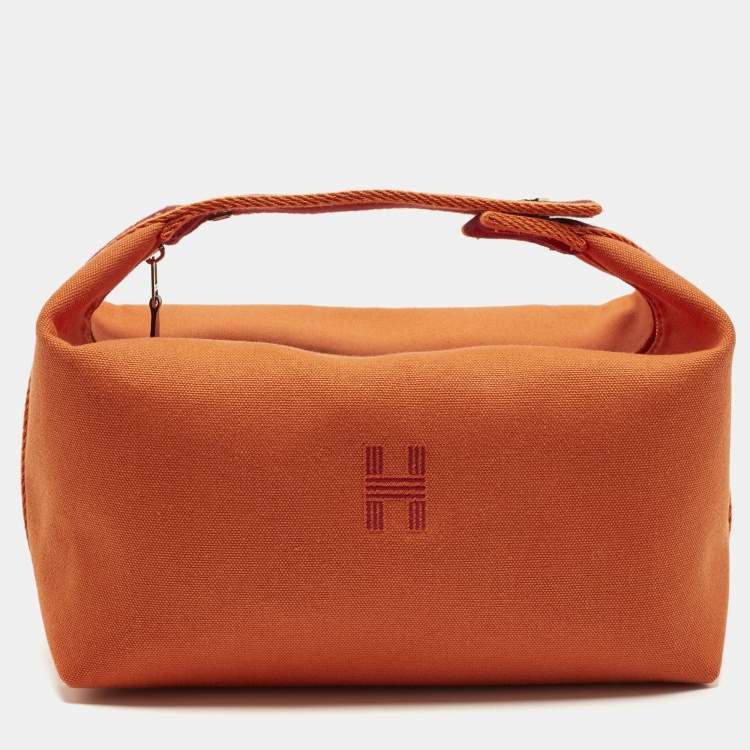 Pre Owned Hermès Bride-a-Brac Large Orange Feu Canvas Pouch
