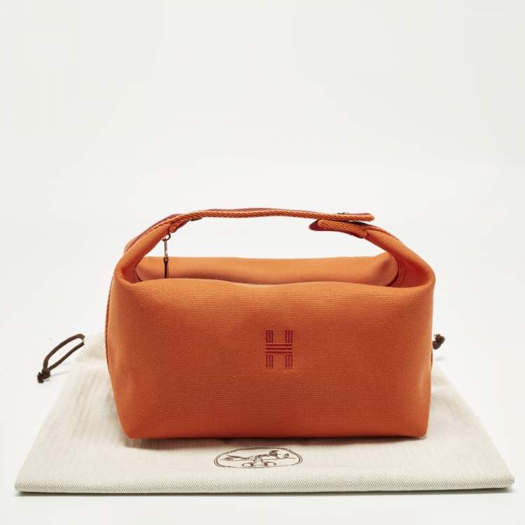 Pre Owned Hermès Bride-a-Brac Large Orange Feu Canvas Pouch