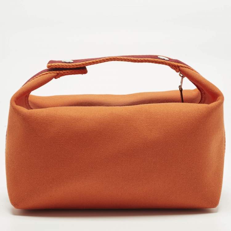 Pre Owned Hermès Bride-a-Brac Large Orange Feu Canvas Pouch