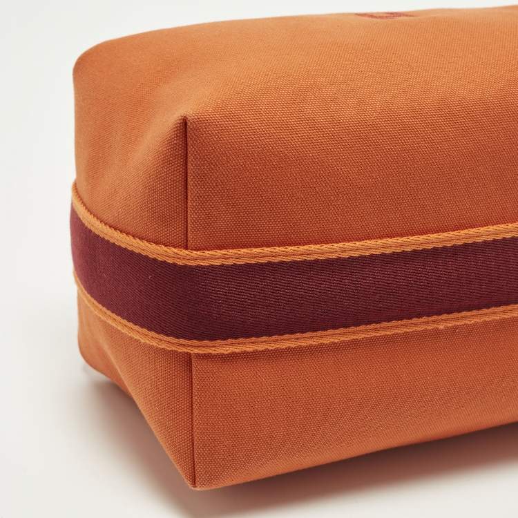 Pre Owned Hermès Bride-a-Brac Large Orange Feu Canvas Pouch
