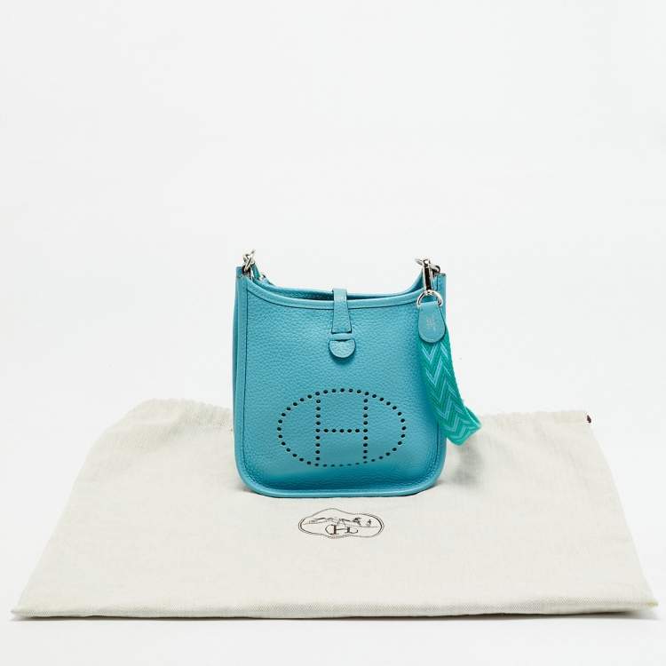 Pre Owned Hermes Evelyne Amazone TPM Bleu du Nord/Vert Verone Taurillon Clemence Leather Crossbody Bag