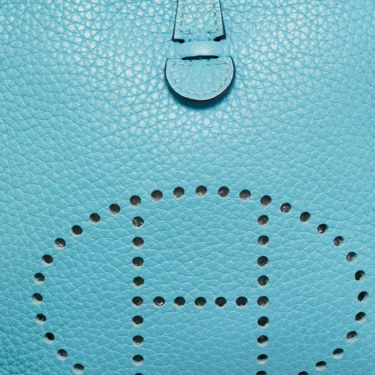 Pre Owned Hermes Evelyne Amazone TPM Bleu du Nord/Vert Verone Taurillon Clemence Leather Crossbody Bag