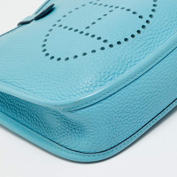 Pre Owned Hermes Evelyne Amazone TPM Bleu du Nord/Vert Verone Taurillon Clemence Leather Crossbody Bag