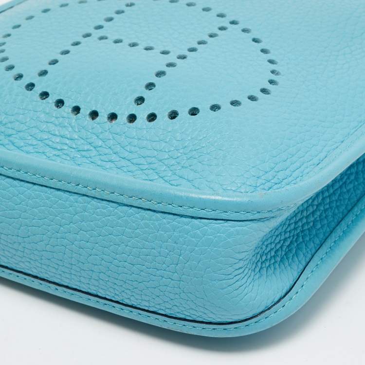 Pre Owned Hermes Evelyne Amazone TPM Bleu du Nord/Vert Verone Taurillon Clemence Leather Crossbody Bag