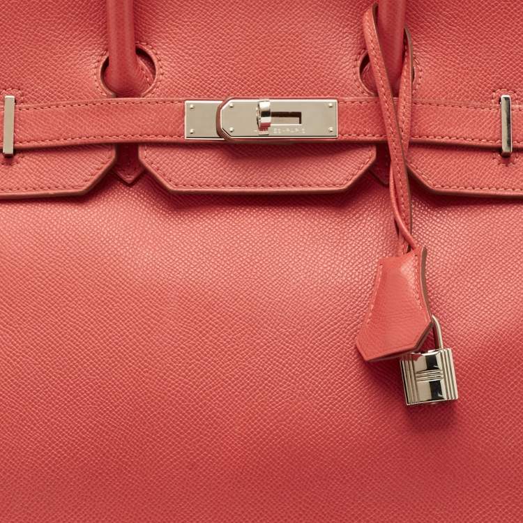 Pre Owned Hermes Birkin 35 Palladium Finish Rose Jaipur Epsom Leather Tote