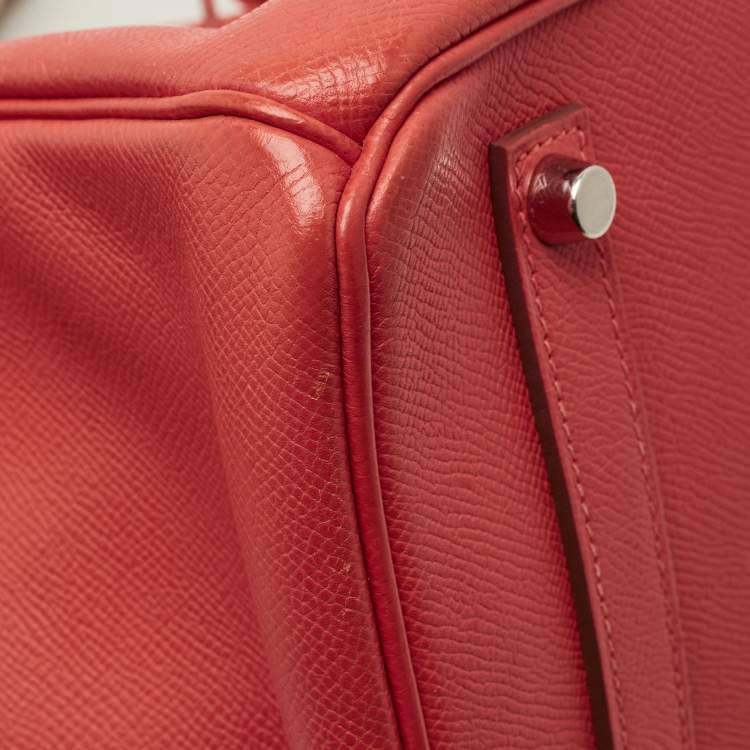 Pre Owned Hermes Birkin 35 Palladium Finish Rose Jaipur Epsom Leather Tote