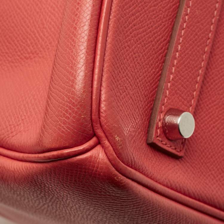 Pre Owned Hermes Birkin 35 Palladium Finish Rose Jaipur Epsom Leather Tote