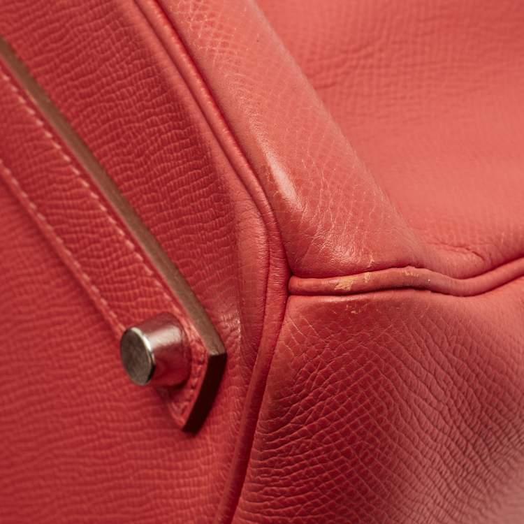 Pre Owned Hermes Birkin 35 Palladium Finish Rose Jaipur Epsom Leather Tote