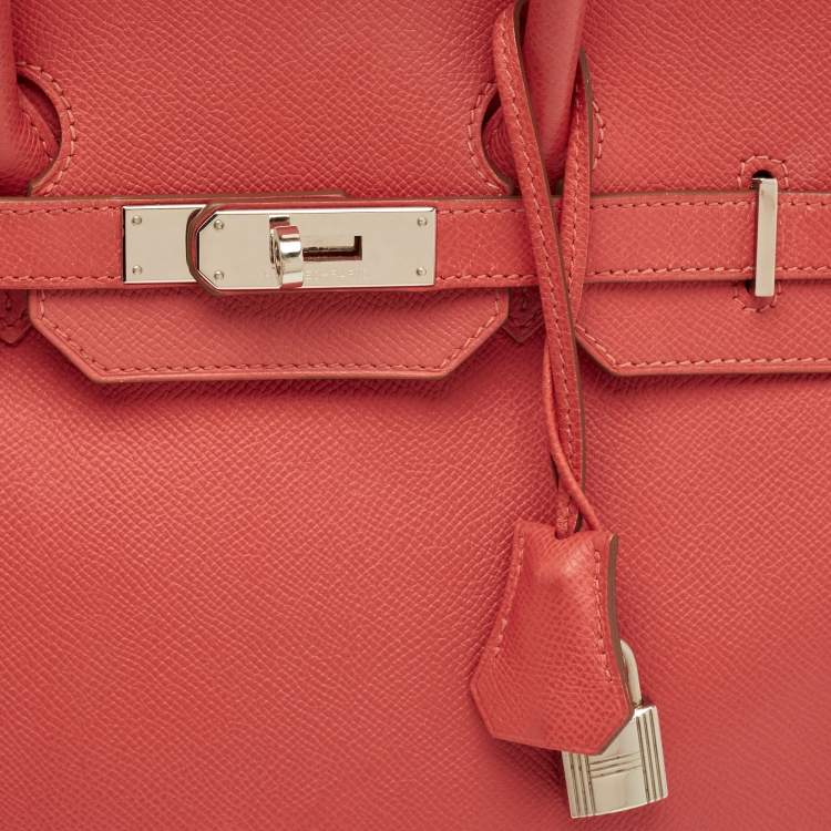 Pre Owned Hermes Birkin 35 Palladium Finish Rose Jaipur Epsom Leather Tote
