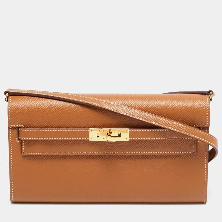 Pre Owned Hermès Kelly To Go Gold Epsom Leather Wallet