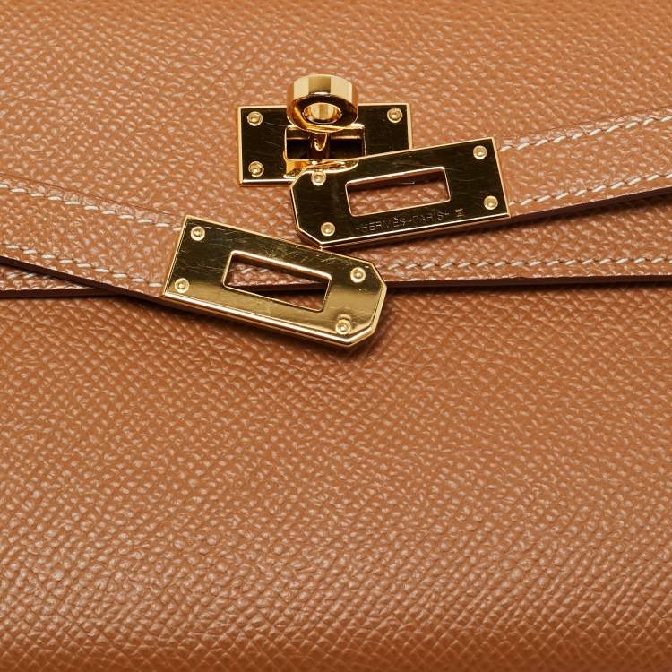 Pre Owned Hermès Kelly To Go Gold Epsom Leather Wallet