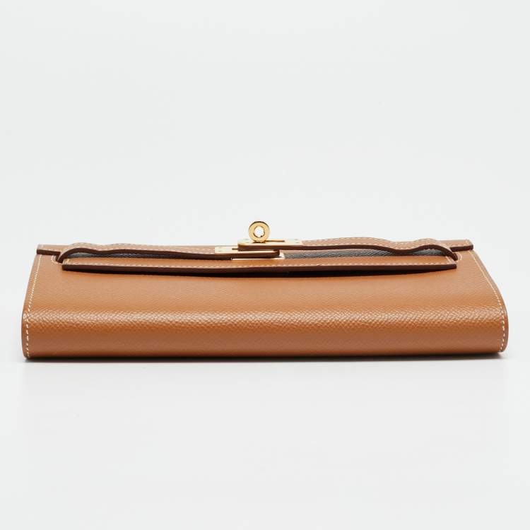 Pre Owned Hermès Kelly To Go Gold Epsom Leather Wallet