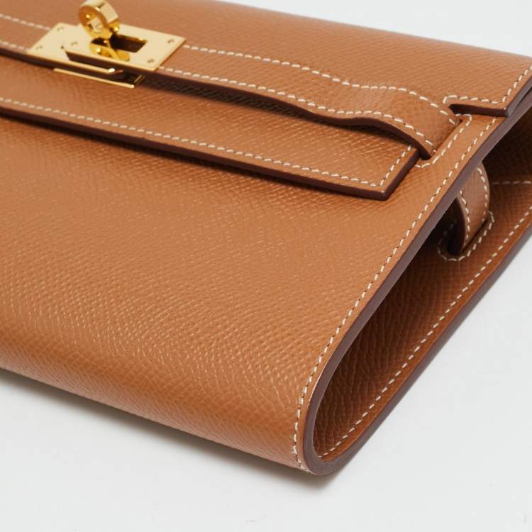 Pre Owned Hermès Kelly To Go Gold Epsom Leather Wallet