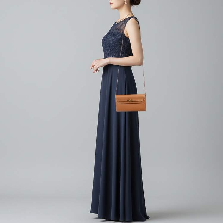 Pre Owned Hermès Kelly To Go Gold Epsom Leather Wallet