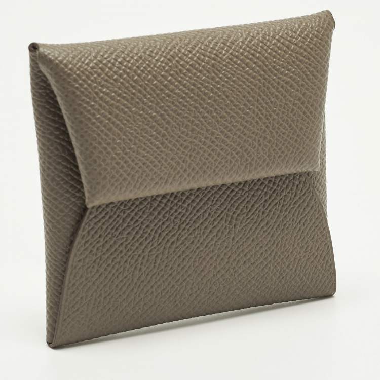 Pre Owned Hermes Bastia Etoupe Epsom Leather Change Purse