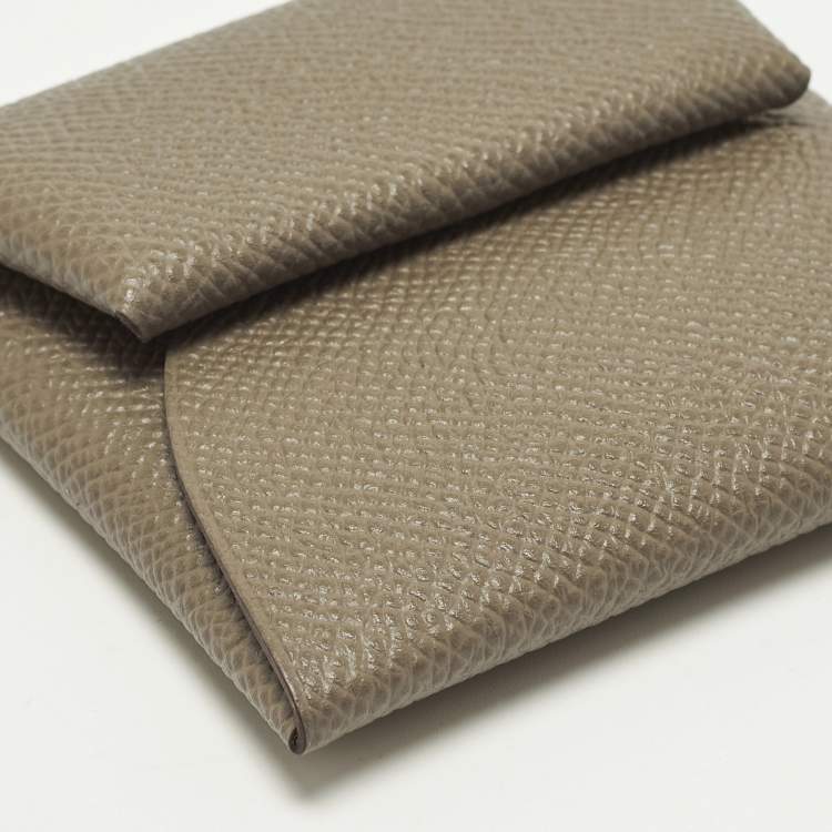 Pre Owned Hermes Bastia Etoupe Epsom Leather Change Purse