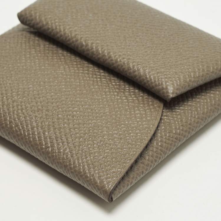 Pre Owned Hermes Bastia Etoupe Epsom Leather Change Purse