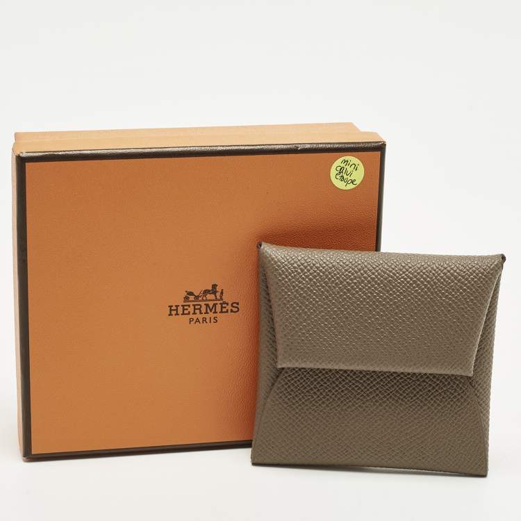 Pre Owned Hermes Bastia Etoupe Epsom Leather Change Purse
