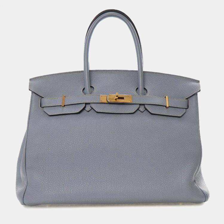Pre Owned Hermes Blue Togo Birkin Retourne 35