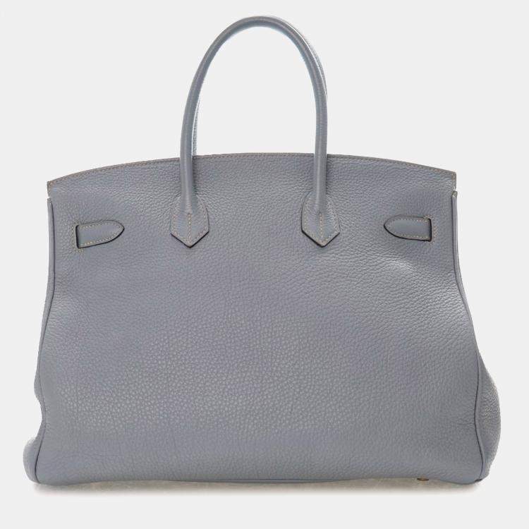 Pre Owned Hermes Blue Togo Birkin Retourne 35