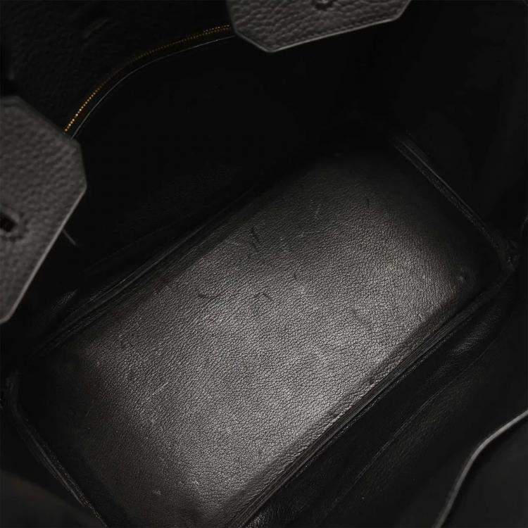 Pre Owned Hermes Black Taurillon Clemence Birkin 35 Handbag