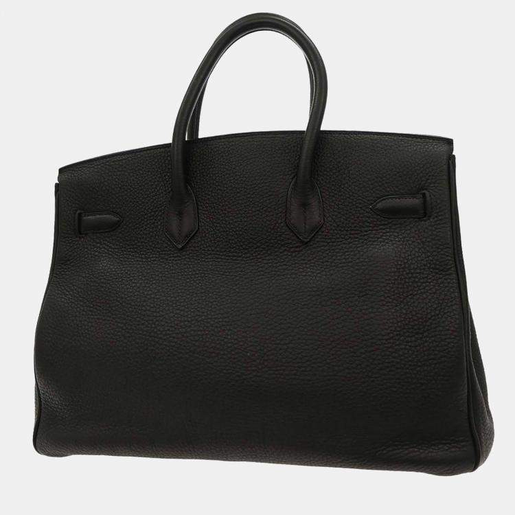 Pre Owned Hermes Black Taurillon Clemence Birkin 35 Handbag