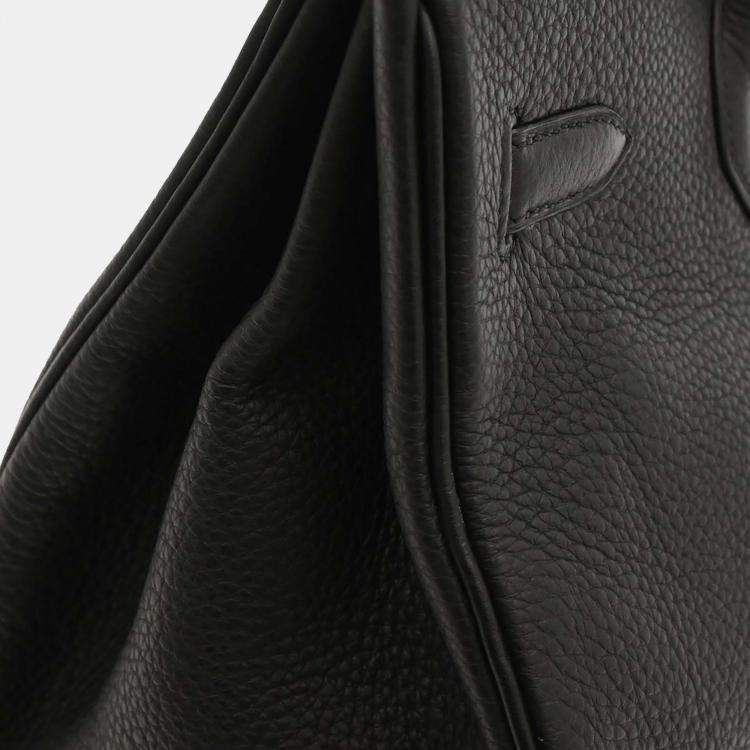 Pre Owned Hermes Black Taurillon Clemence Birkin 35 Handbag
