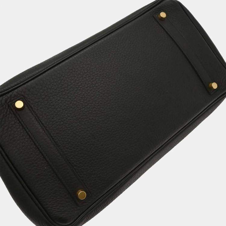 Pre Owned Hermes Black Taurillon Clemence Birkin 35 Handbag