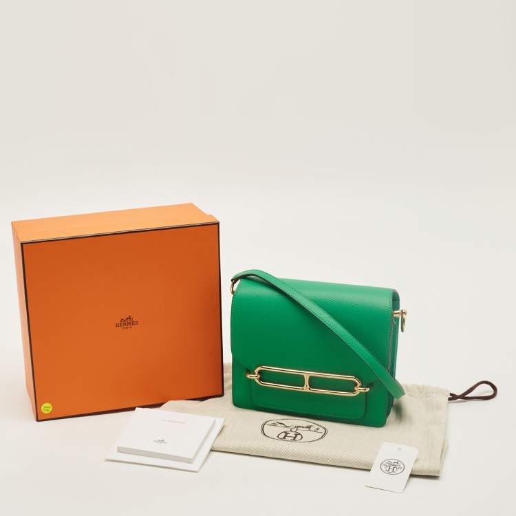 Pre Owned Hermes Roulis Mini Menthe Evercolor Leather Crossbody Bag