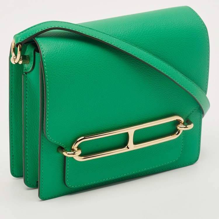 Pre Owned Hermes Roulis Mini Menthe Evercolor Leather Crossbody Bag