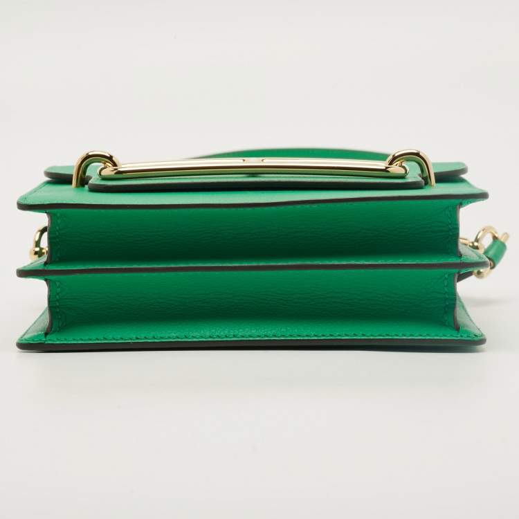 Pre Owned Hermes Roulis Mini Menthe Evercolor Leather Crossbody Bag