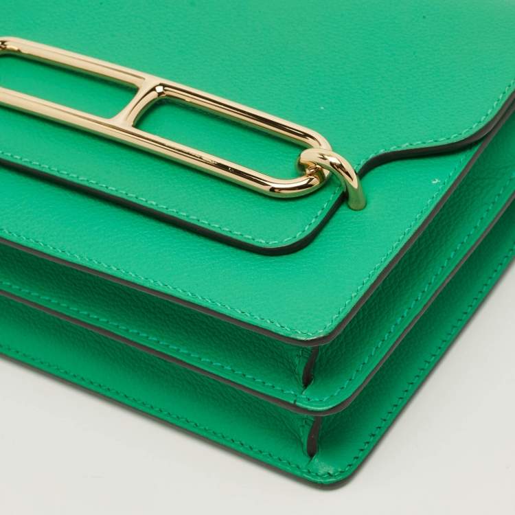 Pre Owned Hermes Roulis Mini Menthe Evercolor Leather Crossbody Bag