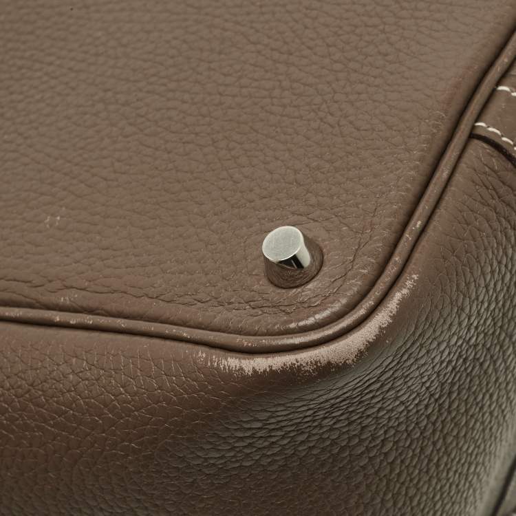 Pre Owned Hermes Picotin Lock 18 Etoupe Taurillon Clemence Leather Tote