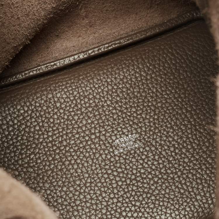Pre Owned Hermes Picotin Lock 18 Etoupe Taurillon Clemence Leather Tote