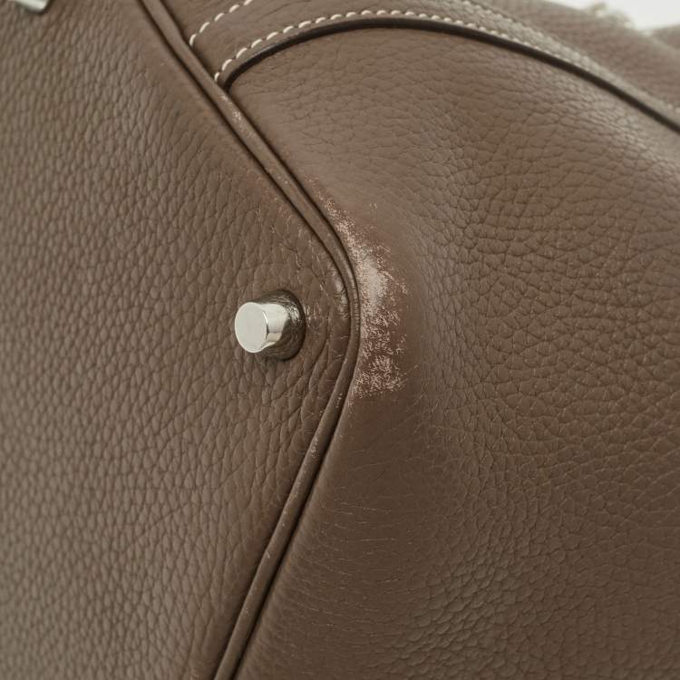 Pre Owned Hermes Picotin Lock 18 Etoupe Taurillon Clemence Leather Tote