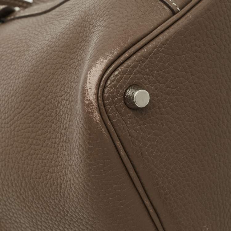 Pre Owned Hermes Picotin Lock 18 Etoupe Taurillon Clemence Leather Tote