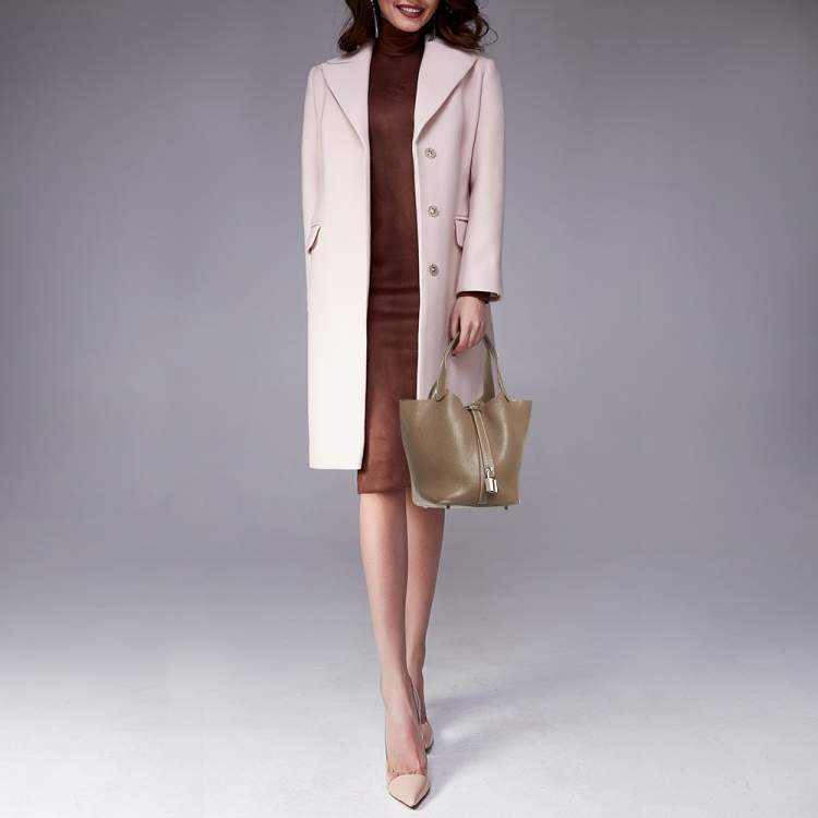 Pre Owned Hermes Picotin Lock 18 Etoupe Taurillon Clemence Leather Tote