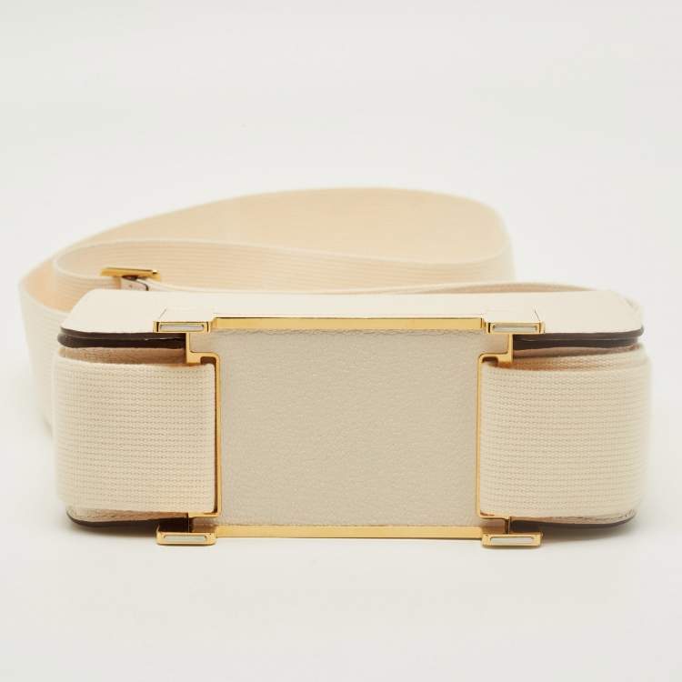 Pre Owned Hermes Geta Gold Finish Nata Chevre Mysore Leather Shoulder Bag