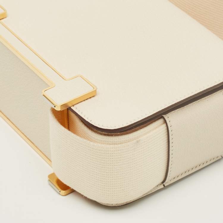 Pre Owned Hermes Geta Gold Finish Nata Chevre Mysore Leather Shoulder Bag