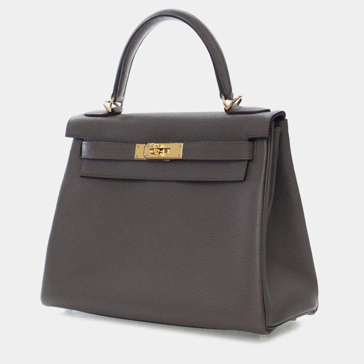 Pre Owned Hermes Grey Togo Kelly II Retourne 28