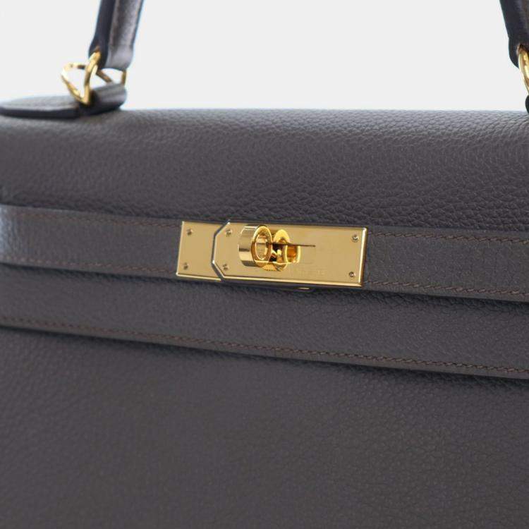 Pre Owned Hermes Grey Togo Kelly II Retourne 28