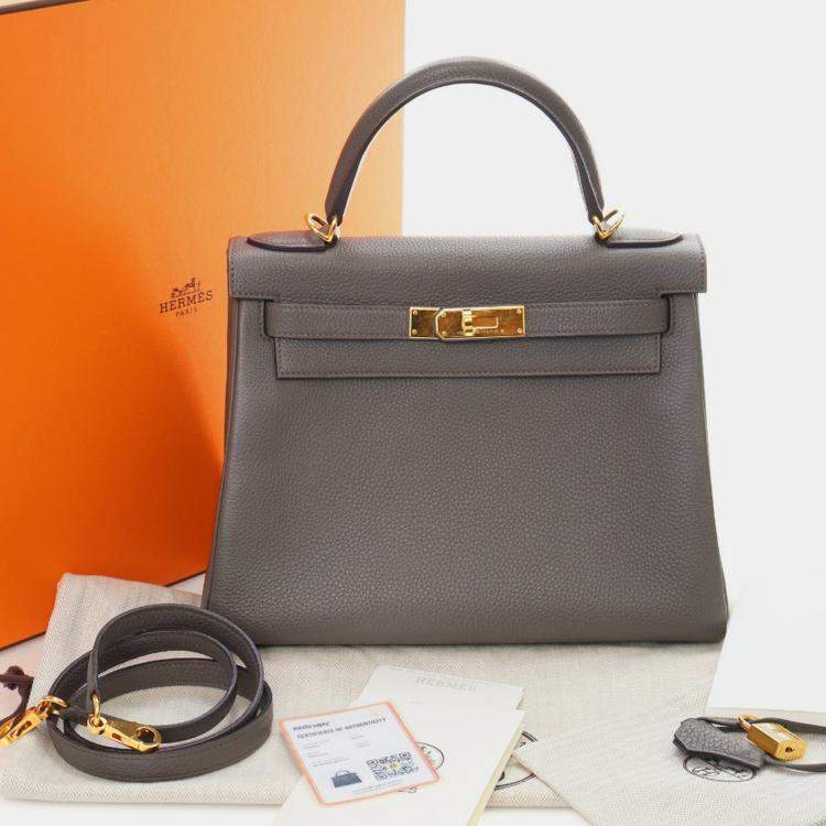 Pre Owned Hermes Grey Togo Kelly II Retourne 28