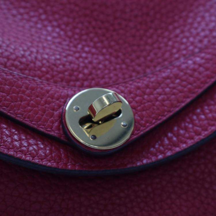Pre Owned Hermes Red Clemence Lindy 26