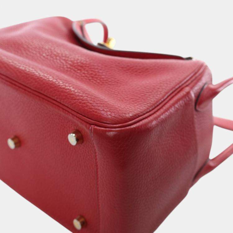 Pre Owned Hermes Red Clemence Lindy 26