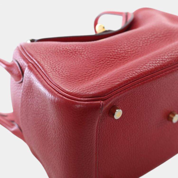 Pre Owned Hermes Red Clemence Lindy 26