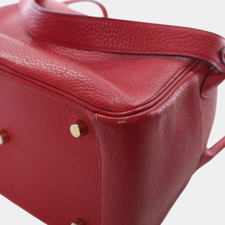 Pre Owned Hermes Red Clemence Lindy 26