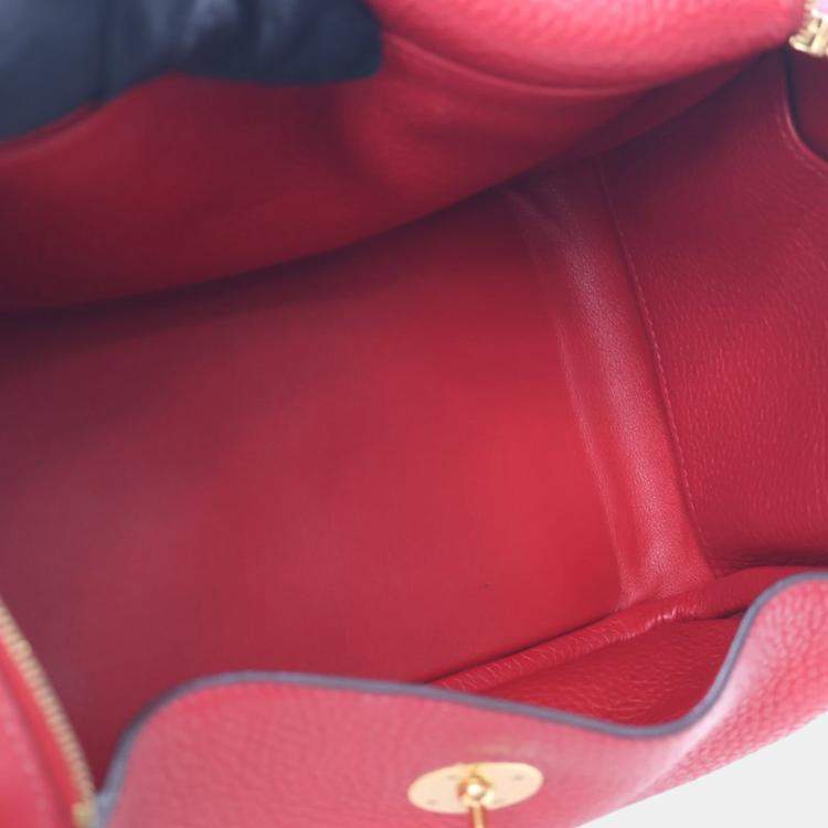 Pre Owned Hermes Red Clemence Lindy 26