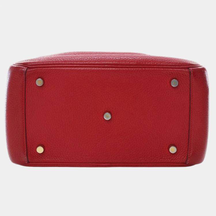 Pre Owned Hermes Red Clemence Lindy 26