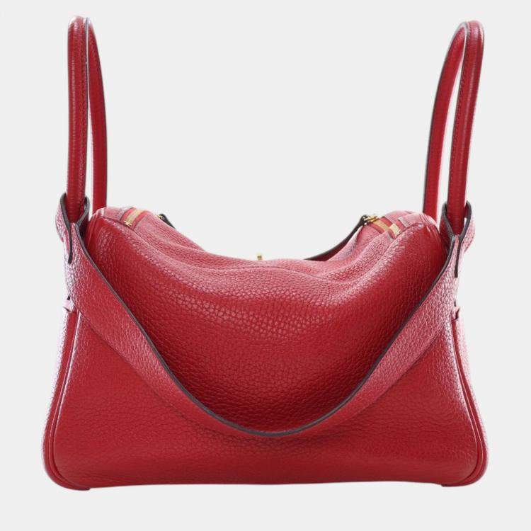Pre Owned Hermes Red Clemence Lindy 26